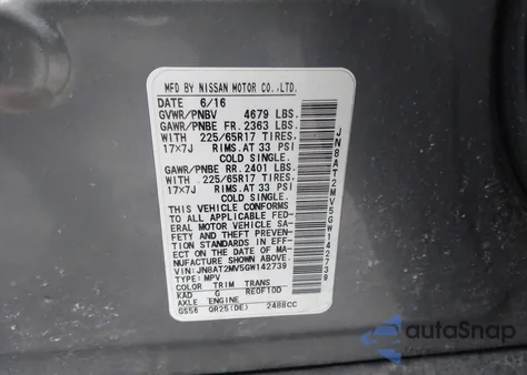 2016 Nissan Rogue S z USA, uszkodzony, nr VIN JN8AT2MV5GW142739